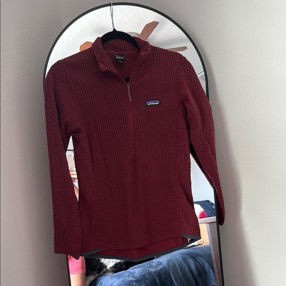 Patagonia Burgundy Textured Quarter-Zip Pullover
